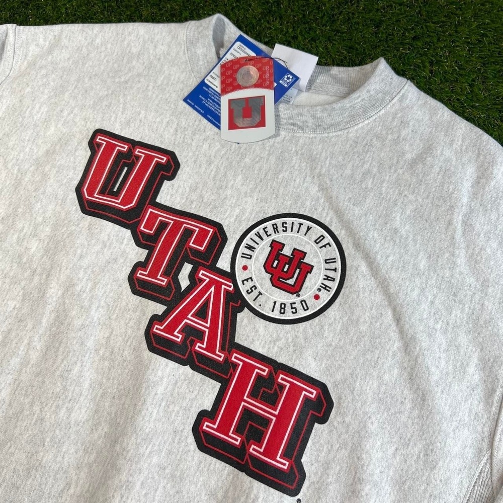 Champion Reverse Weave Utah Utes Crewneck Sweatshirt NWT Large NCAA Gray - Picture 2 of 6